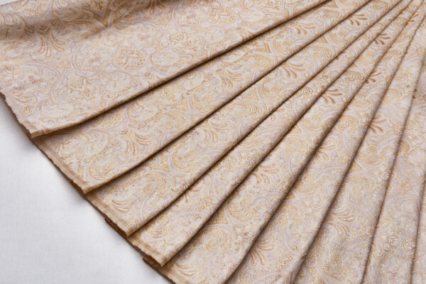 Ornamental Banaras Brocade - Cream, Palest Pink & Gold fabric