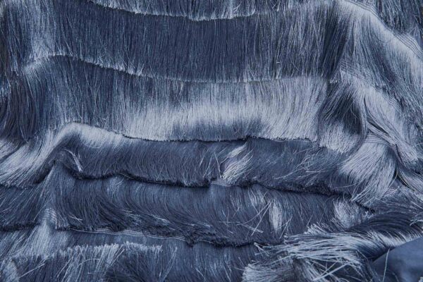Linear Viscose Fringing on Chiffon - Blue Grey fabric