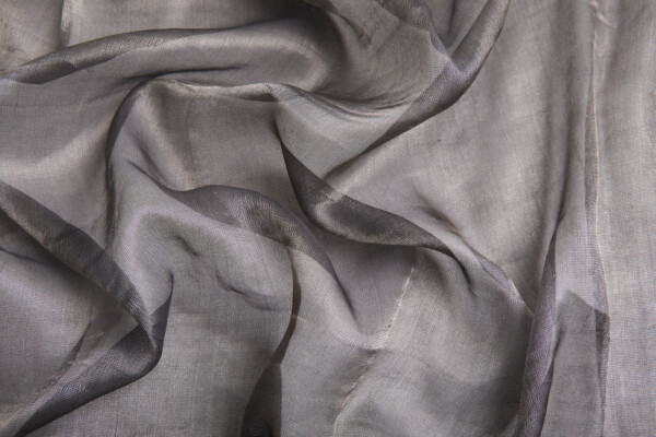Silk Metallic Chiffon - Black Silver fabric