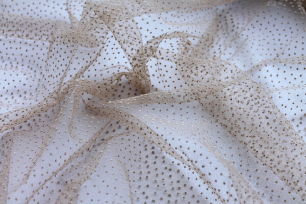 Flock Spot / Dot Tulle - Nude fabric