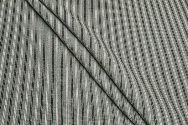 Striped Linen Canvas - Greenish Grey with White and Black fabric