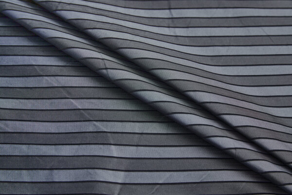 Grey Striped Corded Polyester Taffeta fabric