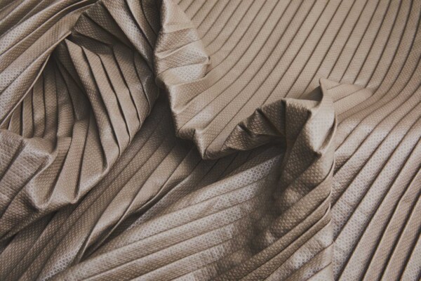 Pleated Textured Soft Leatherette - Mushroom fabric