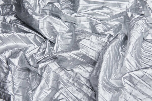 Pleated Soft Glove Leatherette - Silver Metallic fabric