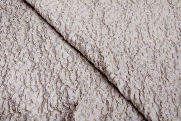Viscose and Silk Scrunched Effect Jacquard - Oatmeal and Off White fabric