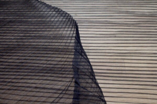 Pleated Crisp Nylon Tulle - Black fabric