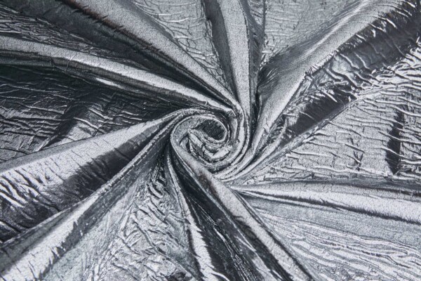 Silver Foil Printed Black Short Pile Faux Fur fabric