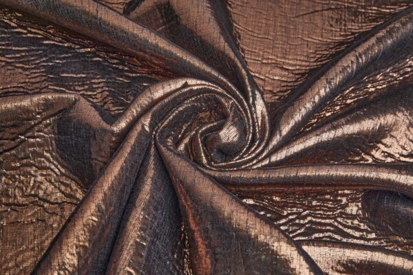Bronze Foil Printed Black Short Pile Faux Fur fabric