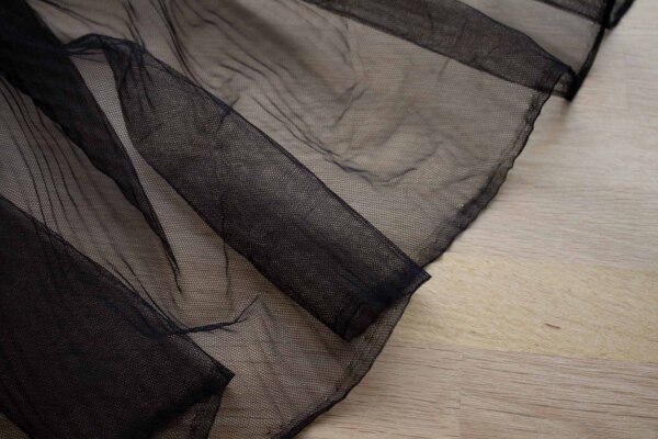 Pleated Soft Nylon Tulle - Black fabric