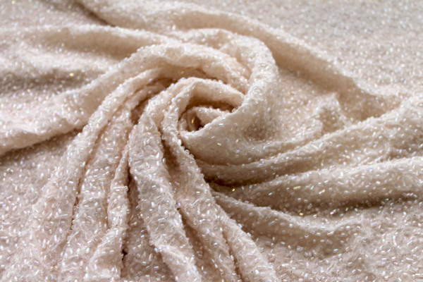 Beaded Silk Chiffon - New Blush fabric