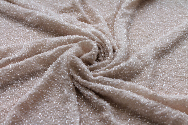 Beaded Silk Chiffon - New Oyster fabric