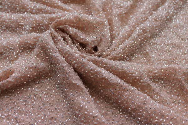 Beaded Silk Chiffon - New Nude Silver fabric