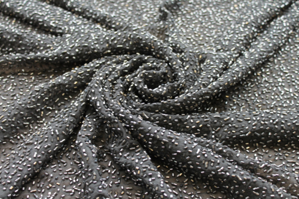 Beaded Silk Chiffon - New Gunmetal fabric