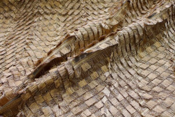 Deep Gold Fringe Chevron Pattern on Tulle fabric