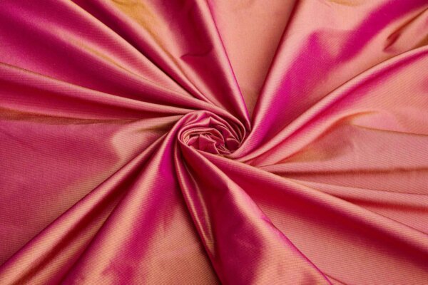 Heavy Weight Silk Taffeta - 3-Tone - Caramel, Yellow and Fuchsia fabric