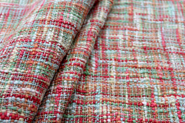 Chunky Weave Cotton Matka - Red, Orange and Greens fabric