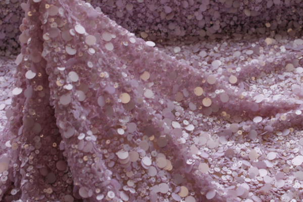 Mixed Sequins On Tulle - Lilac fabric