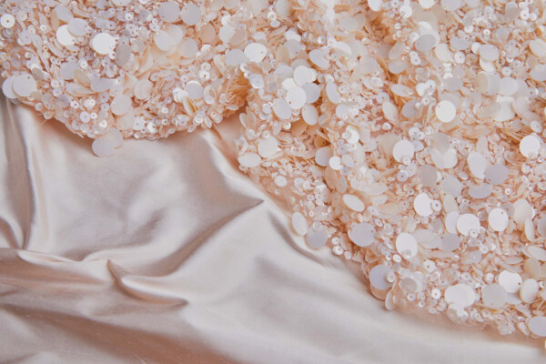 Mixed Sequins On Tulle - Blush fabric