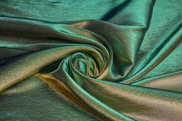 Colour Changing Green and Gold Lurex Backed Duchesse Satin fabric