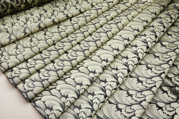 Compact Repeat Acanthus Leaf Reversible Silk Jacquard - Golden Yellow and Black