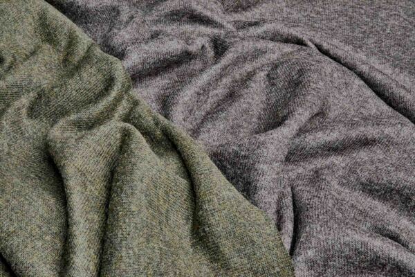 Reversible Double Knitted Wool Mix Jersey - Olive / Mushroom fabric
