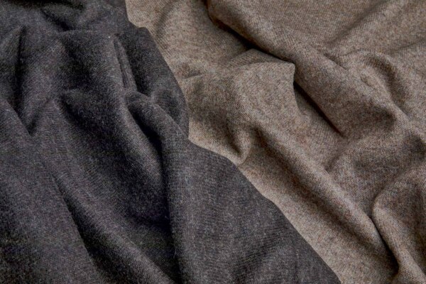 Reversible Double Knitted Wool Mix Jersey - Dark Brown / Mottled Beige fabric