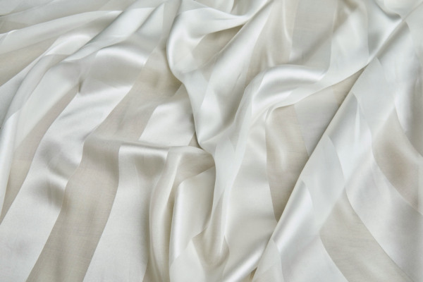 Silk Satin Striped Chiffon - Ivory fabric