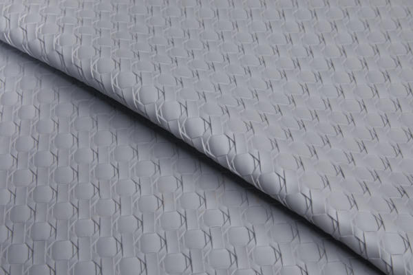 Medium Weight Large Rattan Weave Textured Grey Leatherette fabric