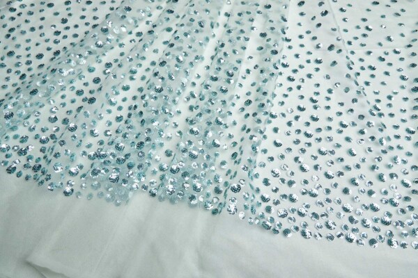 Gradient Sequin Circles on Tulle - Mint Green fabric