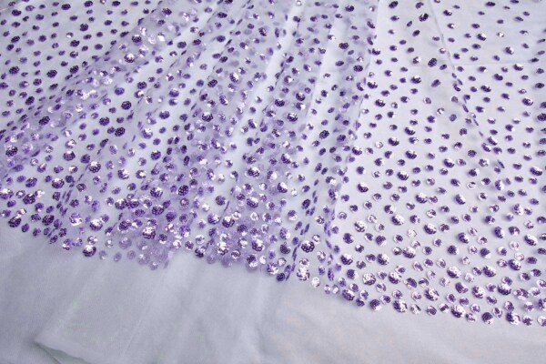 Gradient Sequin Circles on Tulle - Lilac fabric