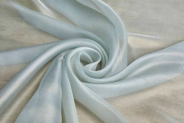 Mint Textured Soft Organza with Gold Foil fabric