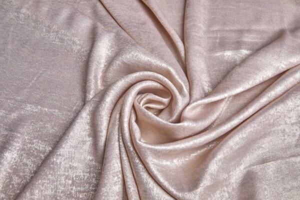 Foil Printed Polyester Satin in Shell Pink & Gold fabric