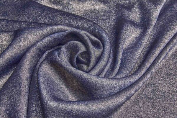 Foil Printed Polyester Satin in Navy & Pale Gold fabric