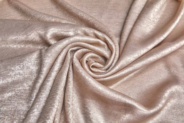 Foil Printed Polyester Satin in Taupe & Pale Gold fabric