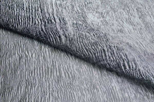 Crinkled Metallic Poly Organza - Black / Silver fabric