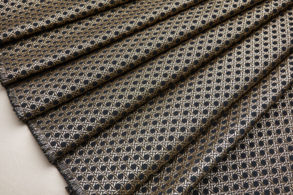 Rattan Pattern Stretch Jacquard - Black / Gold