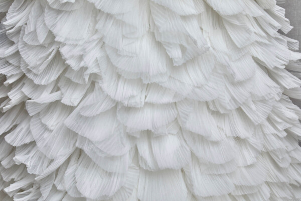 Ivory Pleated and Scalloped Tulle Ruffle Frill fabric