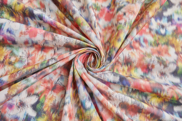 Warp Printed Ikat Style Floral Taffeta fabric