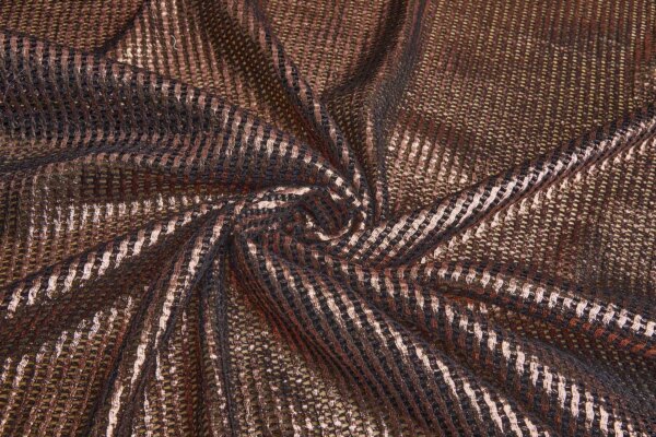 Bronze Foil Printed Black Cotton Mesh Weave fabric