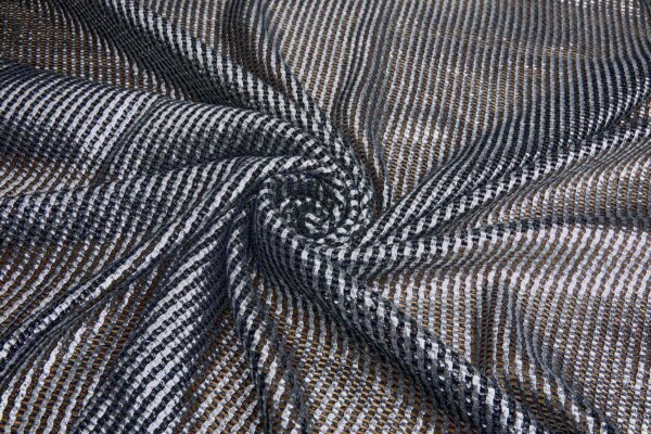 Silver Foil Printed Black Cotton Mesh Weave fabric