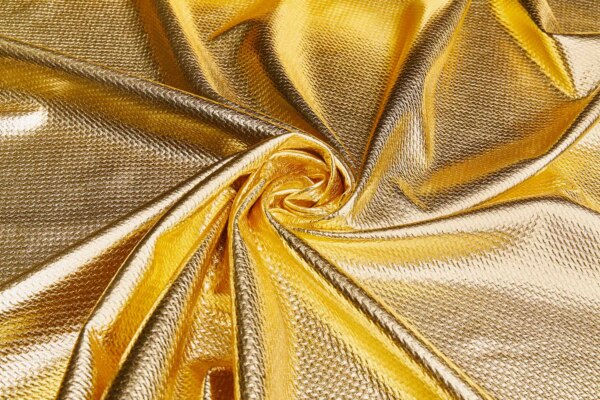 Gold Foil Printed Textured Stretch Fabric