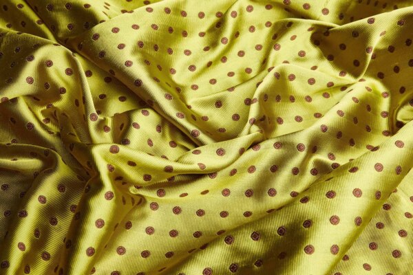 Polka Dot Spot Brocade in Yellow with Brown fabric