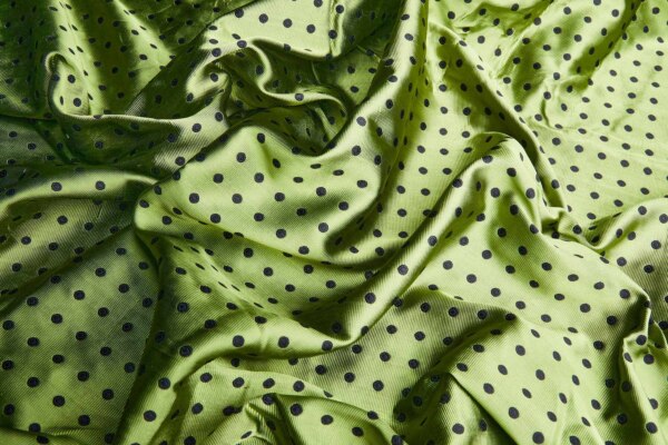 Polka Dot Spot Brocade in Green with Black fabric