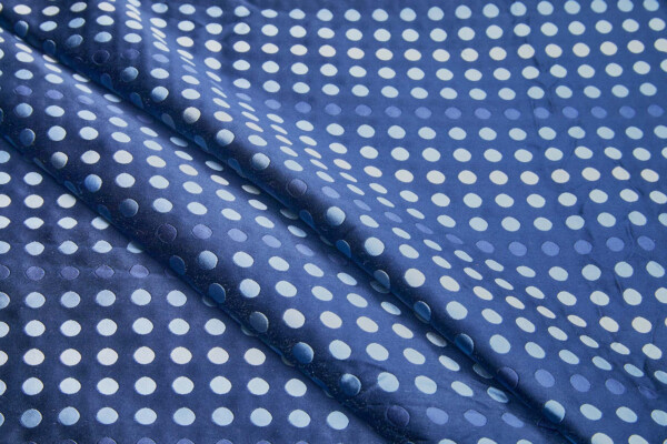 Polka Dot Spot Brocade in Navy with Shades of Blue fabric