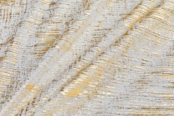 Pleated and Foil Printed Tulle - Ivory / Warm Gold fabric