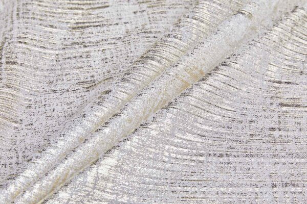 Pleated and Foil Printed Tulle - Ivory / Warm Silver fabric