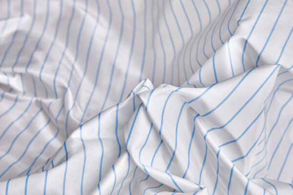 Silk Taffeta - Blue Pinstripe on Ivory fabric