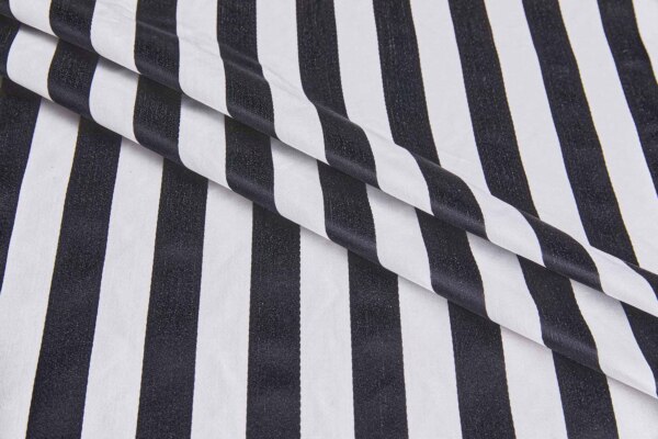 Cotton Sateen Stripe in Off White and Black fabric
