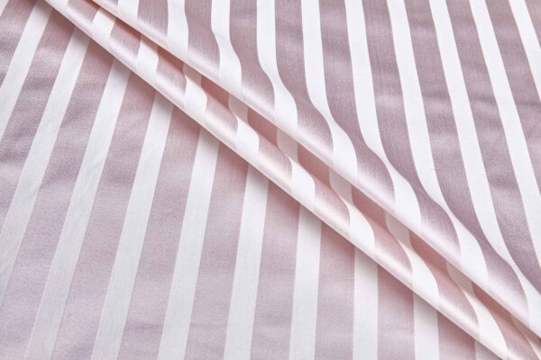 Cotton Sateen Stripe in Off White and Pale Lilac fabric