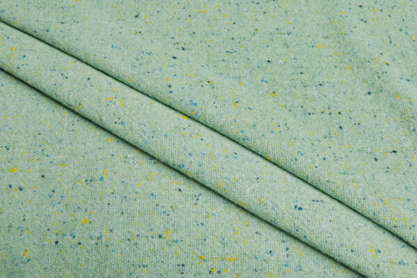 Wool Mix Tweed - Light Green with Blue and Yellow fabric